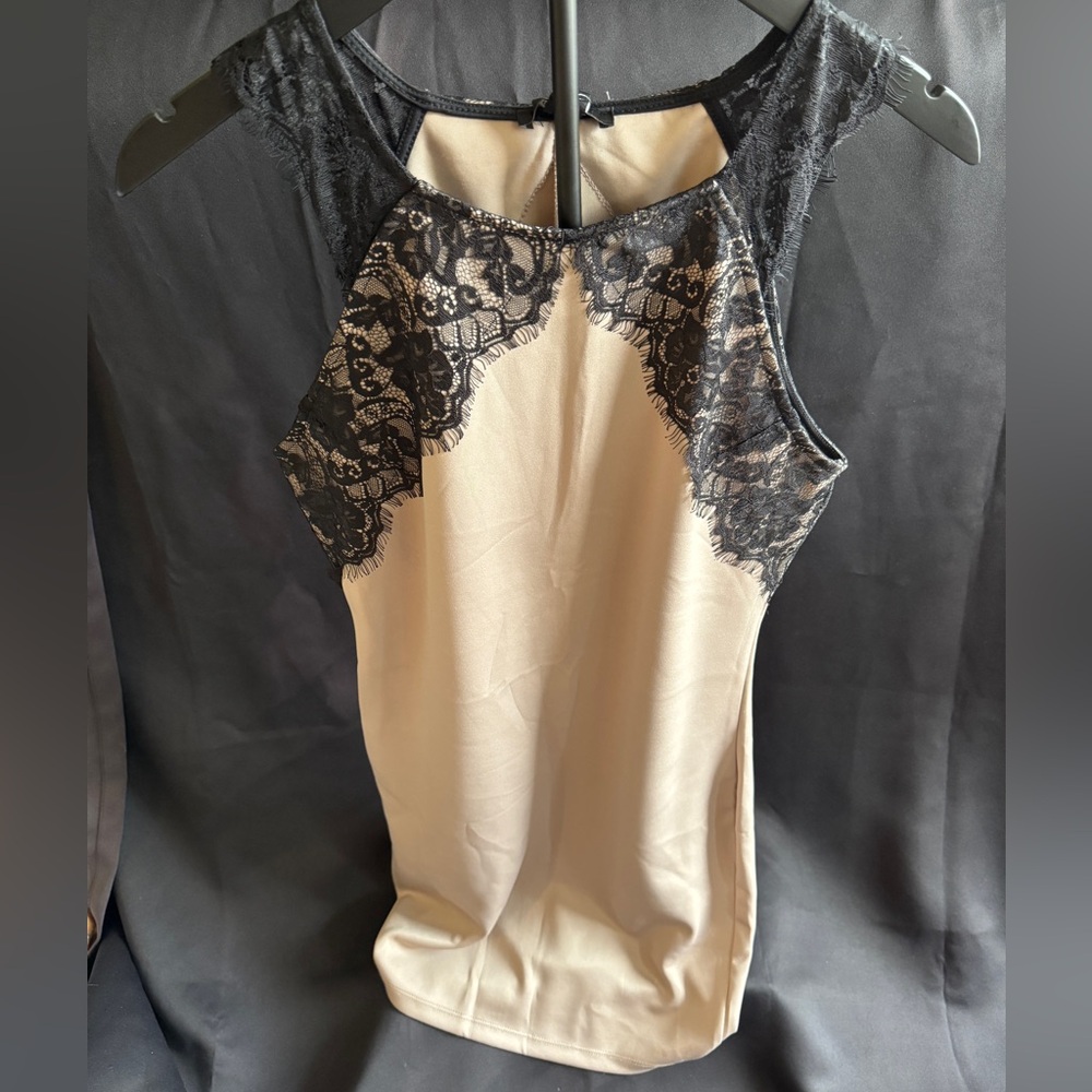 Forever 21 Black and Taupe Lace Dress